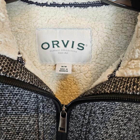 Orvis Sherpa Lined Thick Quarter Zip Mens Sweater Sweatshirt EUC Size Medium - Picture 3 of 5